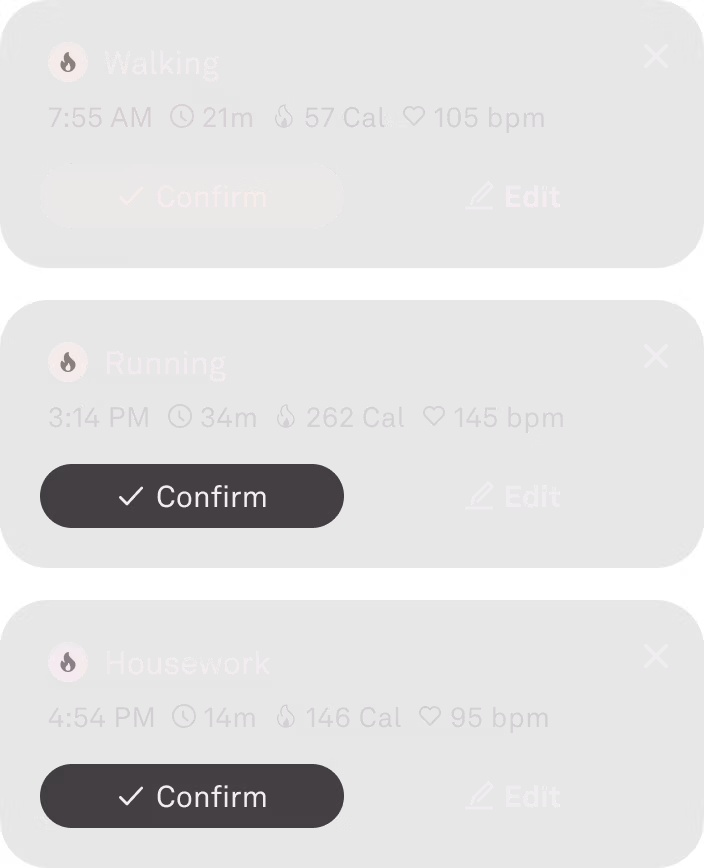 App UI representing Automatic Activity Detection.