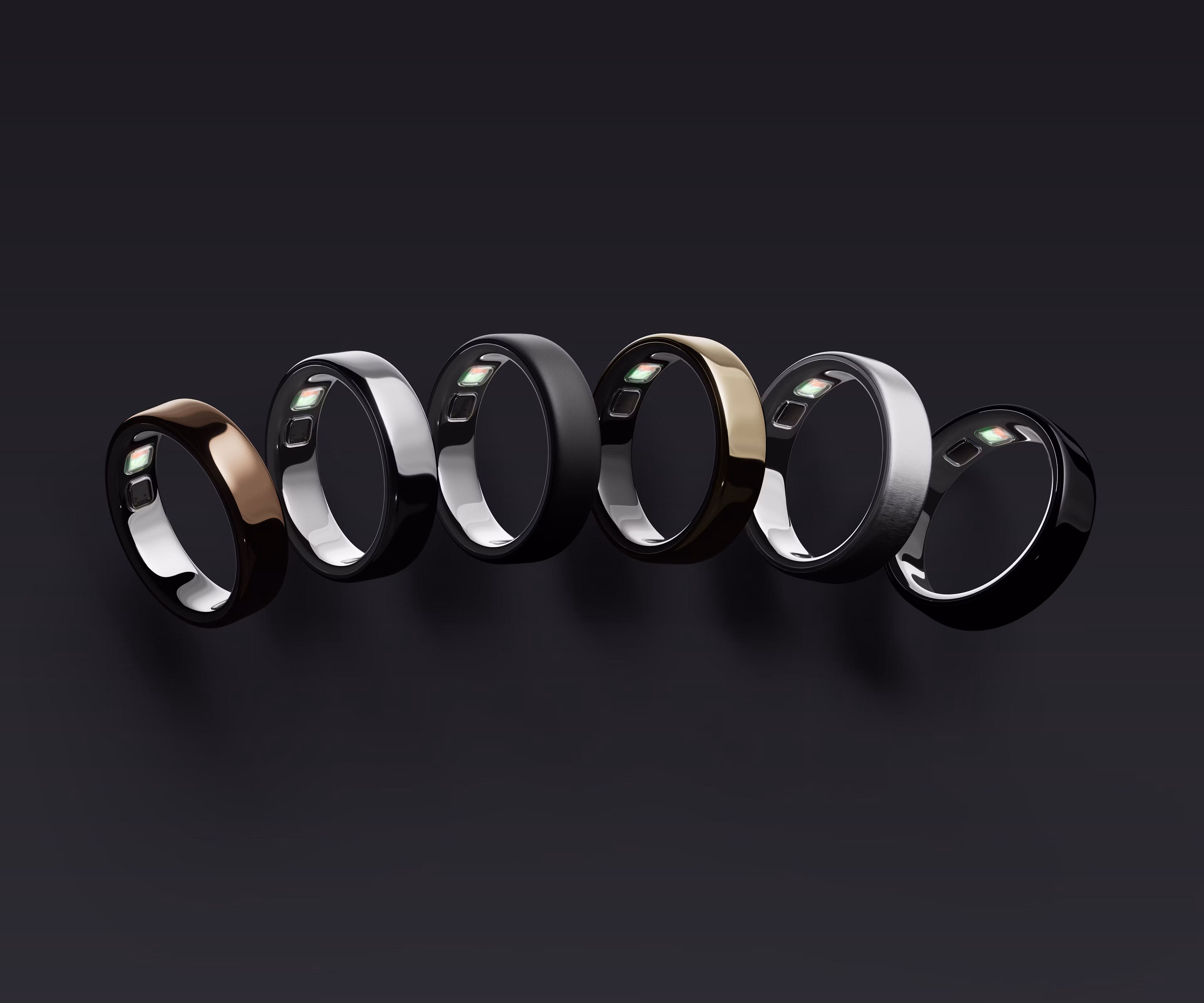 All Oura Ring 5 finishes on display
