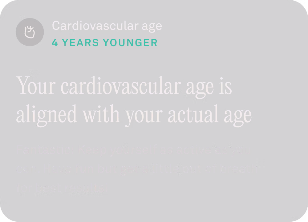 Oura app view displaying cardiovascular age data