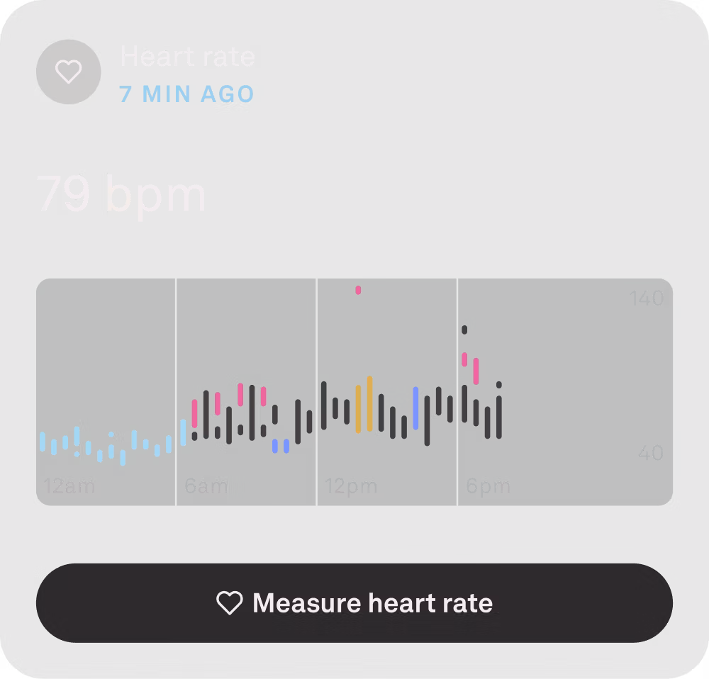 Oura app view displaying heart rate data