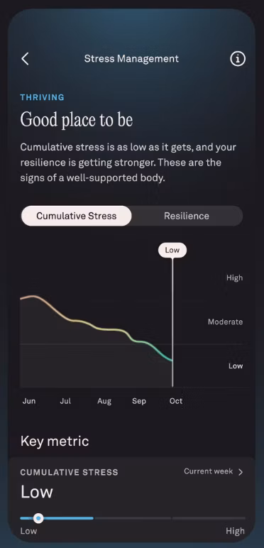 Image of the Oura app Cumulative Stress feature