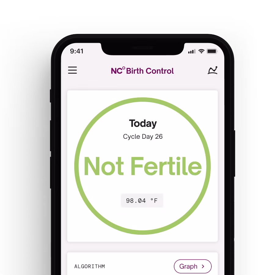 Mobile phone displaying the Natural Cycles app