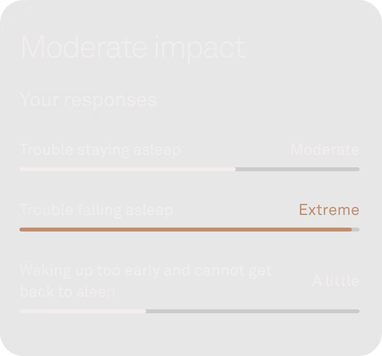 App UI showing moderate sleep impact